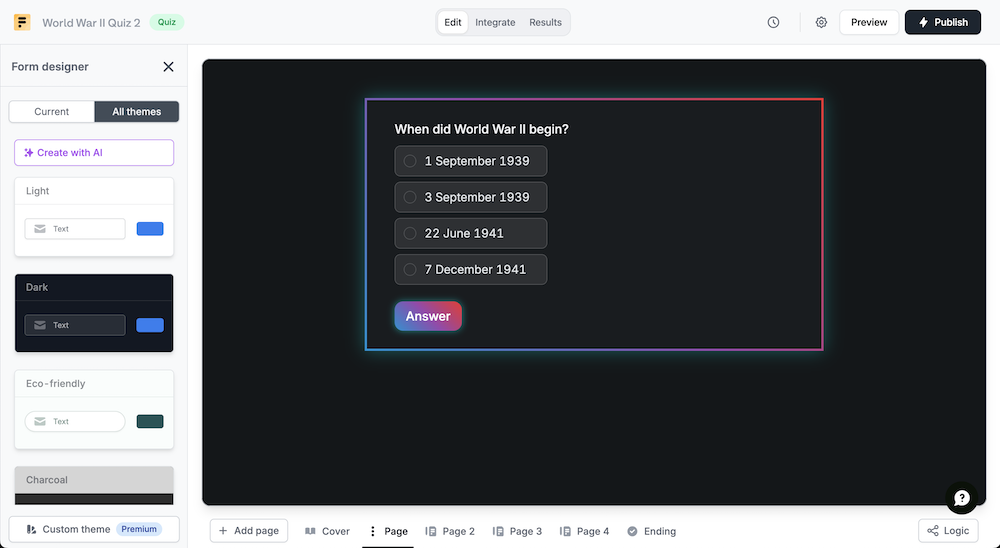 AI Quiz Maker schermata editing risposte.png
